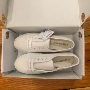 Superga 2790 Cotu platform sneakers, 7 US, 37.5 Euro. Totally White. New in box.